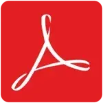 Adobe Acrobat Reader logo icon for viewing, printing, and annotating PDF files with offline installation support on Windows and Mac
