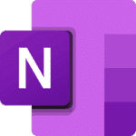 Microsoft OneNote logo icon for digital note-taking, cloud syncing, and collaborative notebooks on Windows, Mac, Android, and iOS